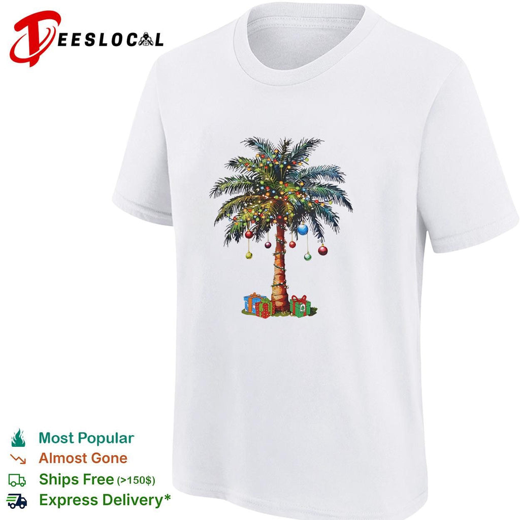 Christmas palm tree tropical ornaments holiday graphic shirt Unisex