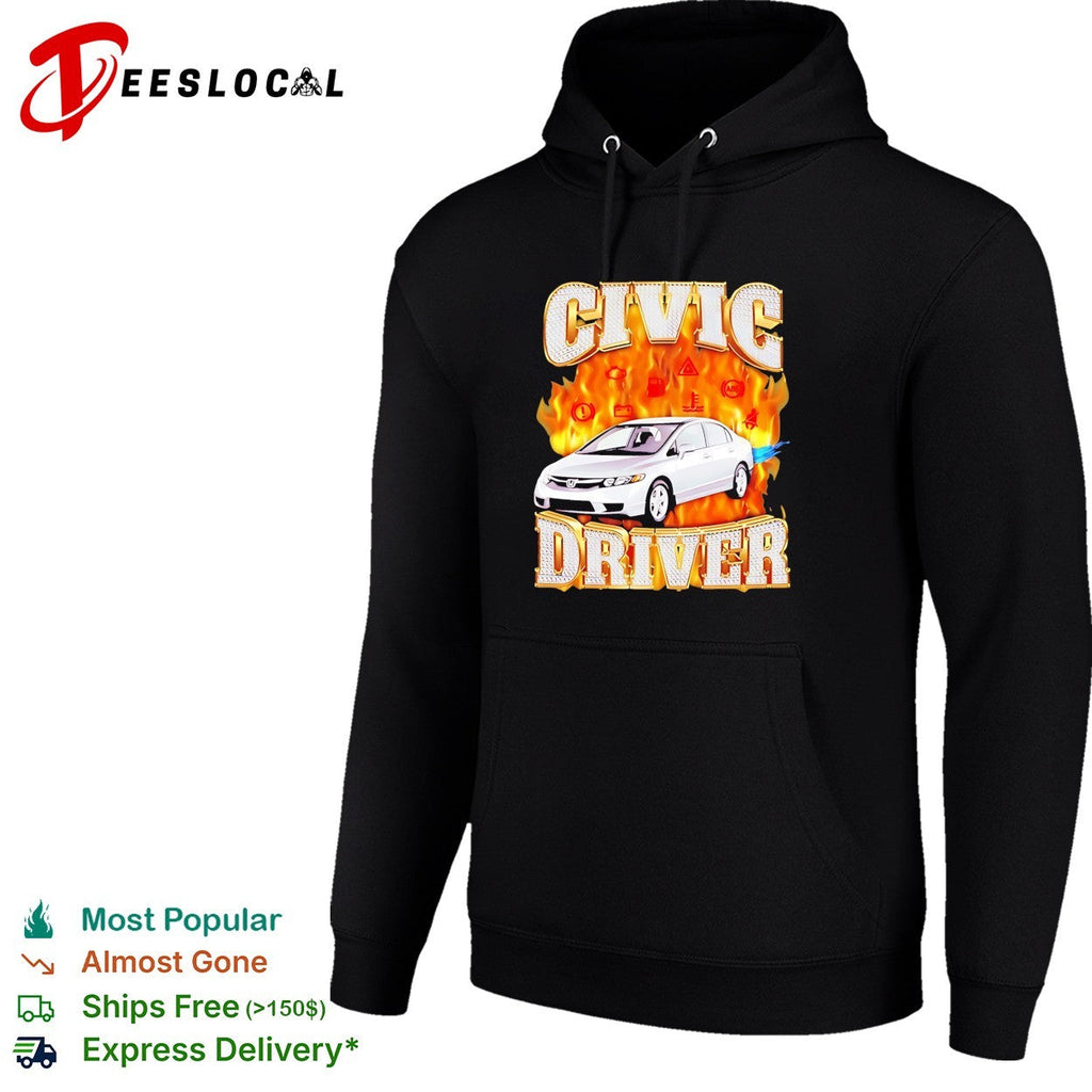 Civic Driver Honda Car JDM Automotive balzing graphic shirt Unisex