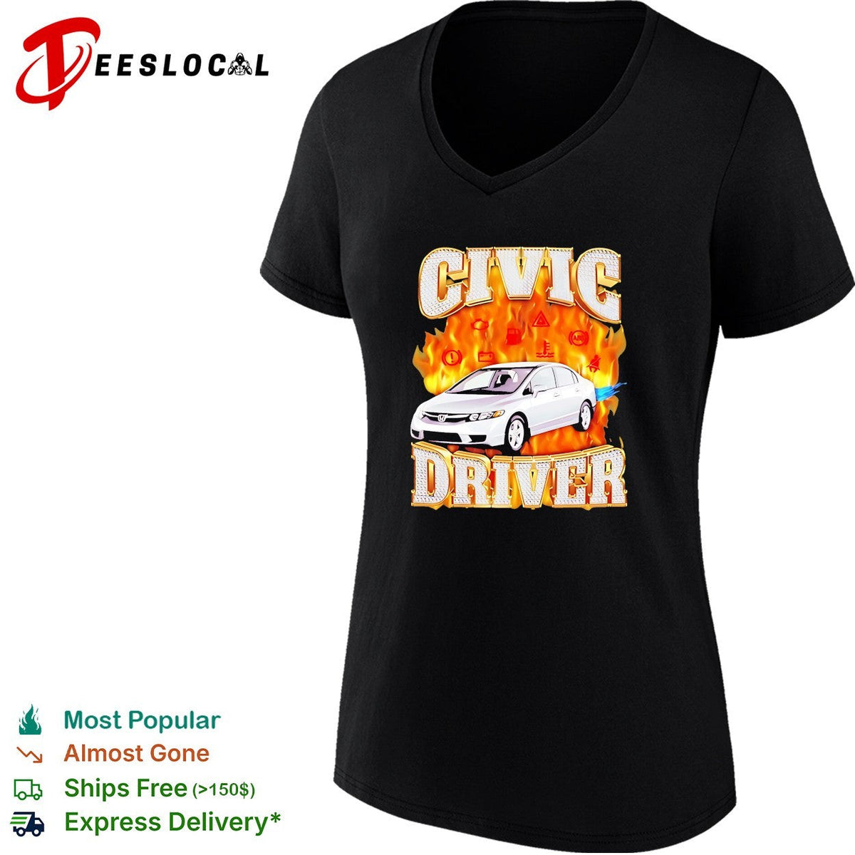 Civic Driver Honda Car JDM Automotive balzing graphic shirt Unisex