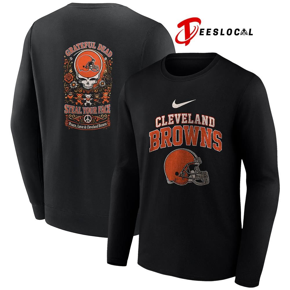 Cleveland Browns x Grateful Dead steal your face peace love logo shirt Unisex