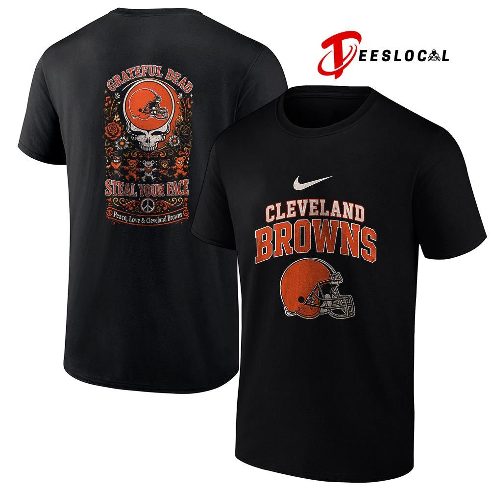 Cleveland Browns x Grateful Dead steal your face peace love logo shirt Unisex
