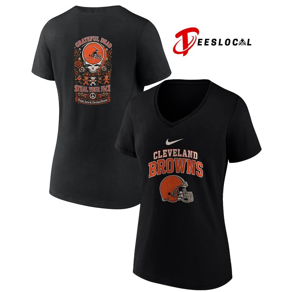 Cleveland Browns x Grateful Dead steal your face peace love logo shirt Unisex
