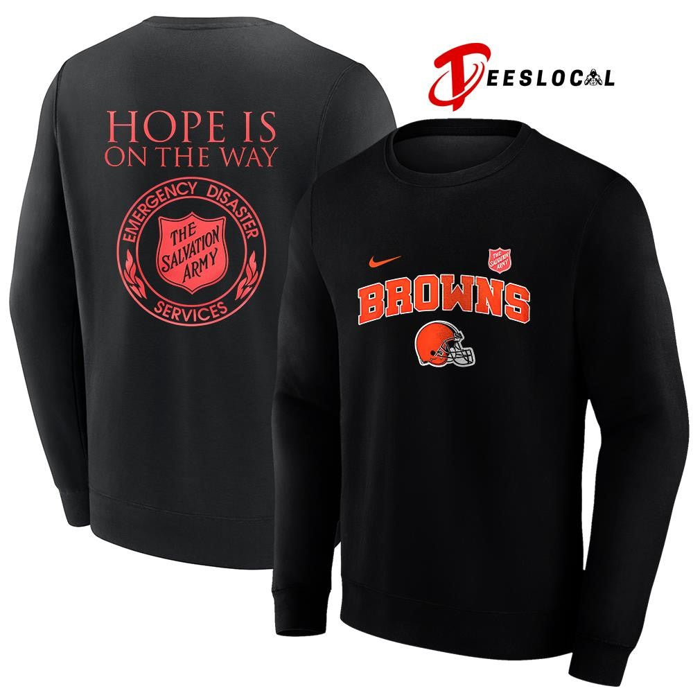 Cleveland Browns x the Salvation army hope is on the way emergency diaster services logo shirt
