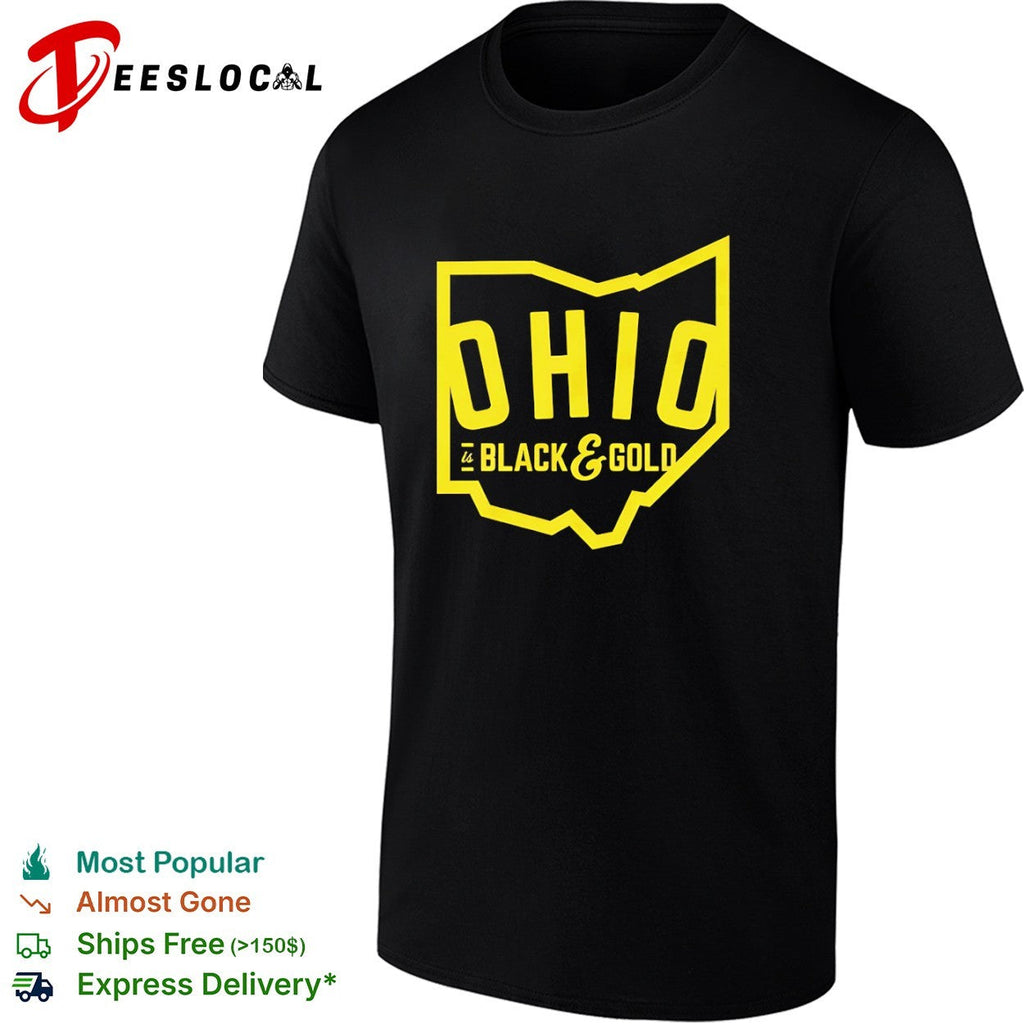 Columbus Crew state map Ohio is black and gold shirt Unisex