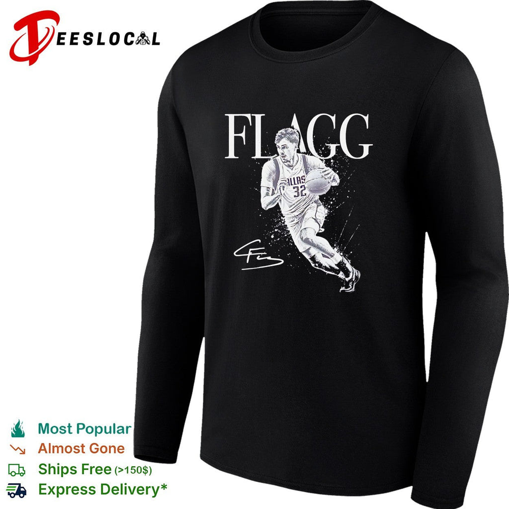 Cooper Flagg Dallas Mavericks number 32 NBA action portrait shirt Unisex