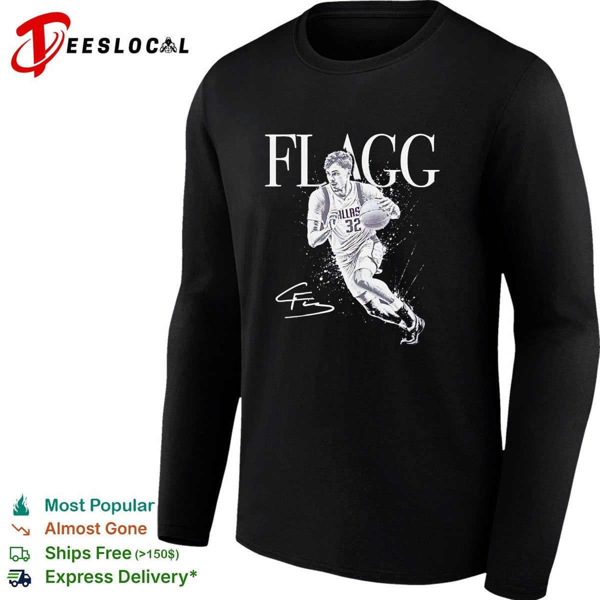 Cooper Flagg Dallas Mavericks number 32 NBA action portrait shirt Unisex