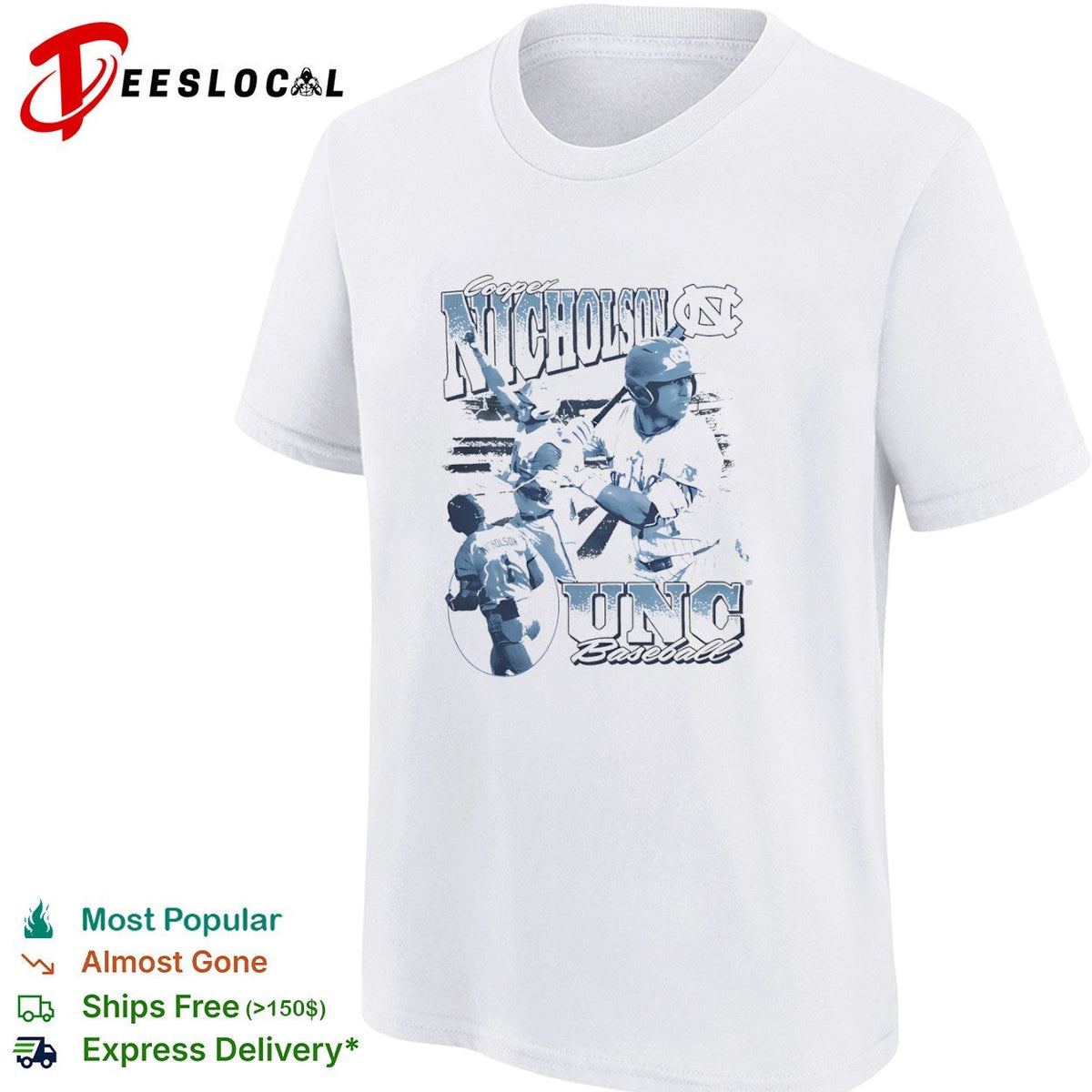 Cooper Nicholson UNC player collage baseball shirt Unisex