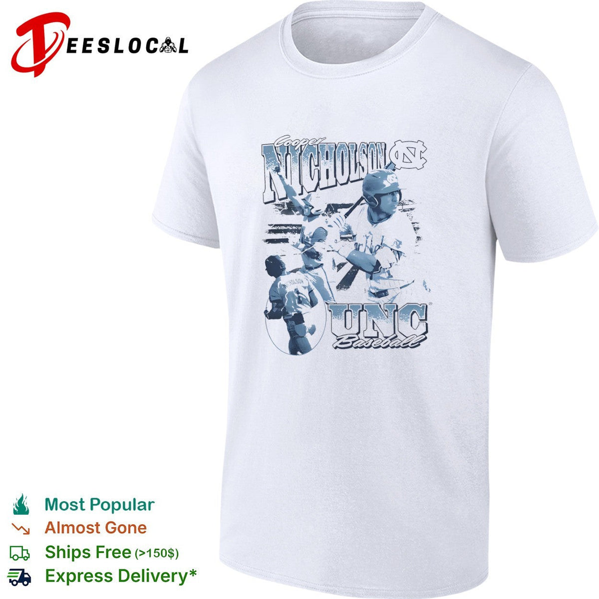 Cooper Nicholson UNC player collage baseball shirt Unisex