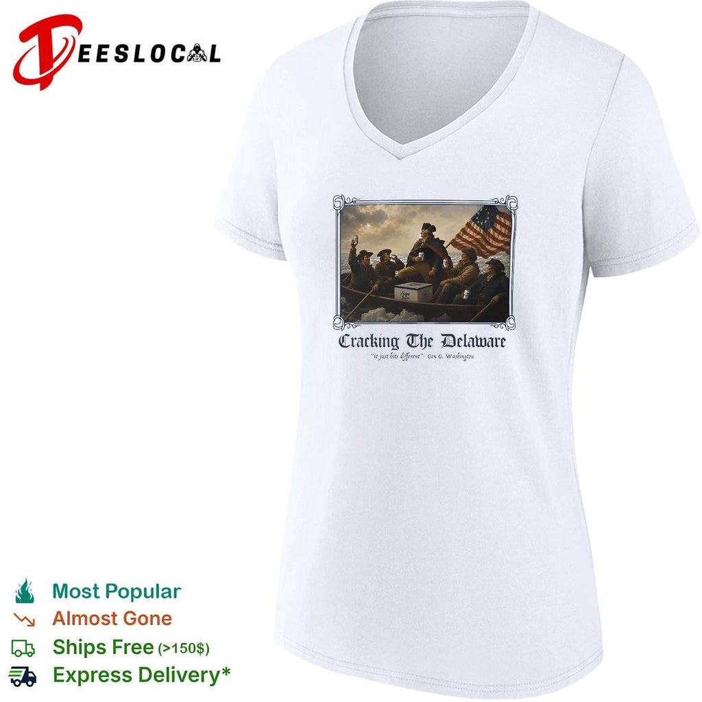 Cracking the Delaware George Washington crossing river beer parody graphic shirt Unisex