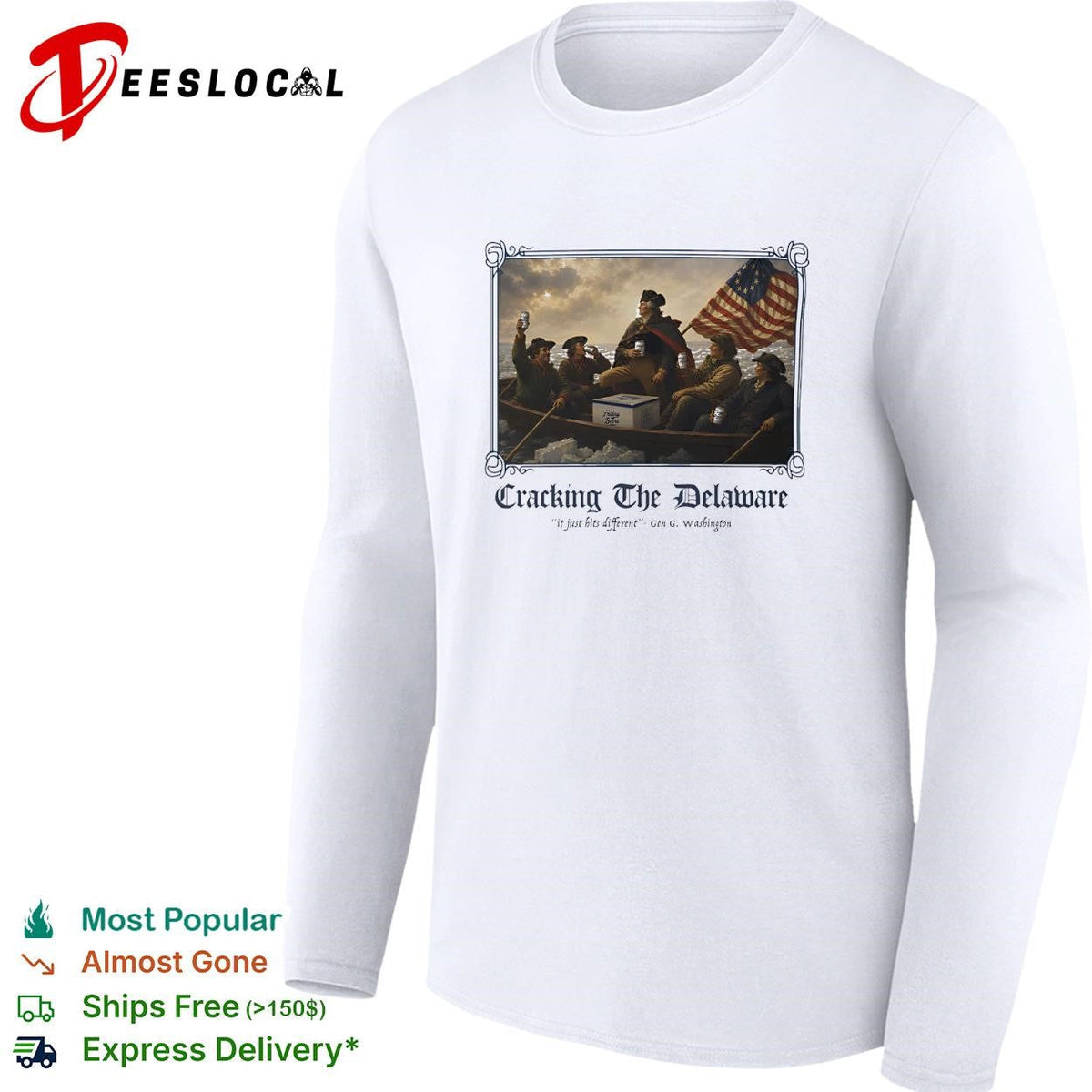 Cracking the Delaware George Washington crossing river beer parody graphic shirt Unisex
