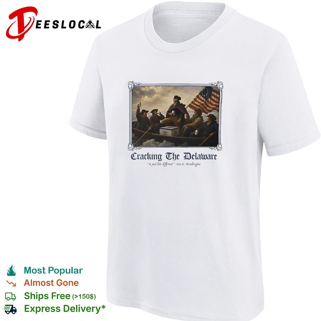 Cracking the Delaware George Washington crossing river beer parody graphic shirt Unisex