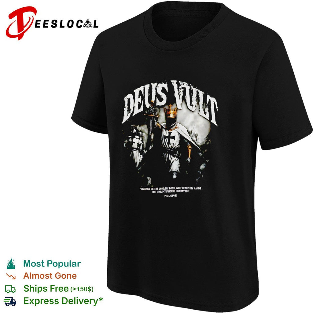 Crusader Deus Vult religious knight sword blessed be the Lord shirt Unisex