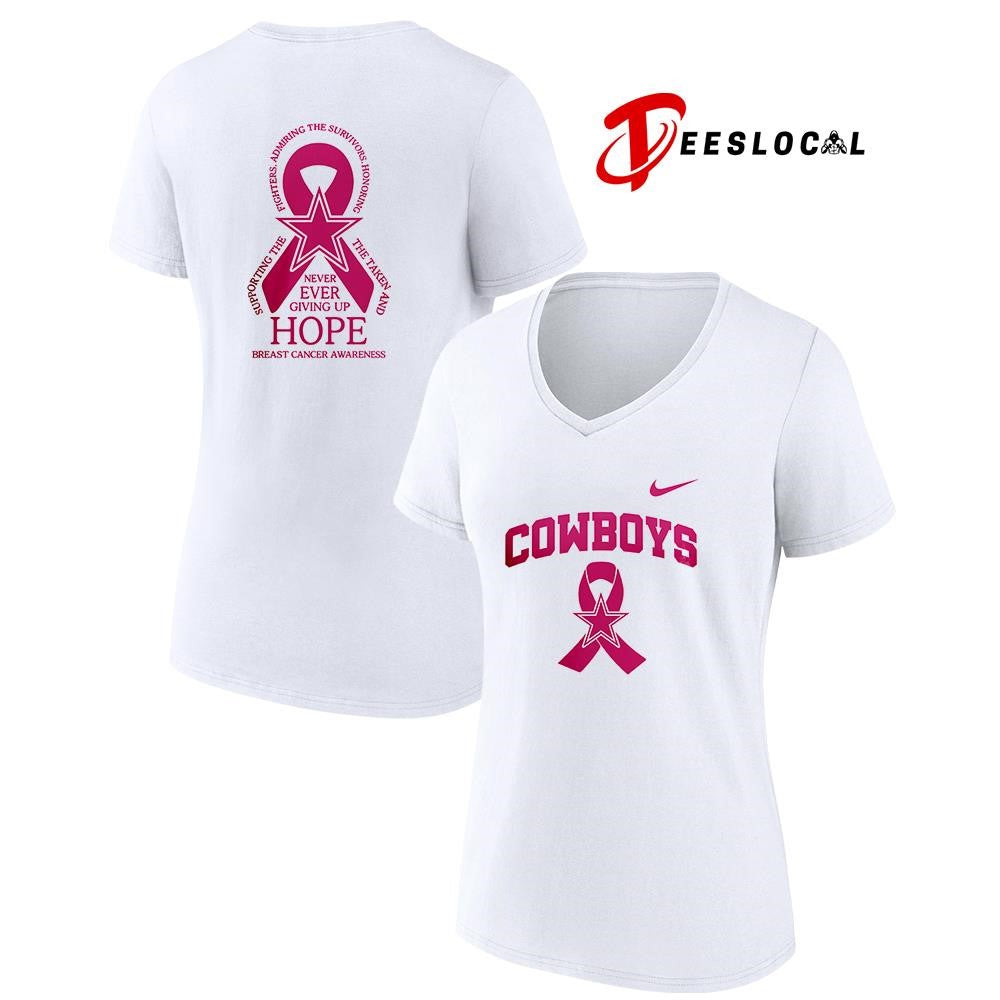 Dallas Cowboys never ever giving up hope breast cancer awareness shirt Unisex