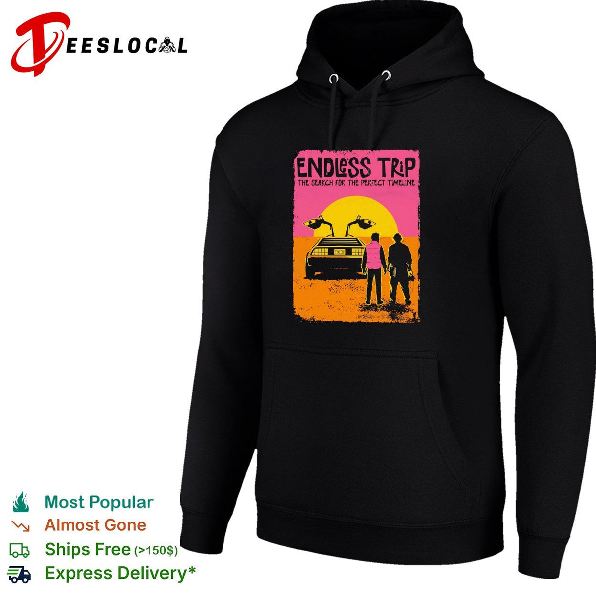 DeLorean car endless trip search for the perfect timeline shirt Unisex