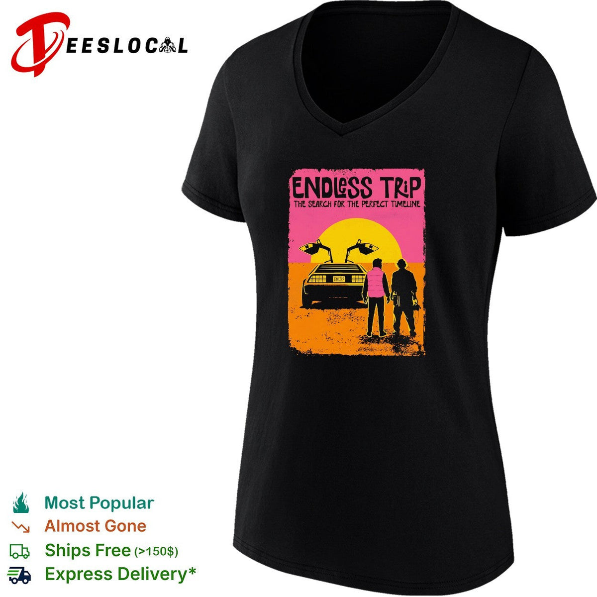 DeLorean car endless trip search for the perfect timeline shirt Unisex