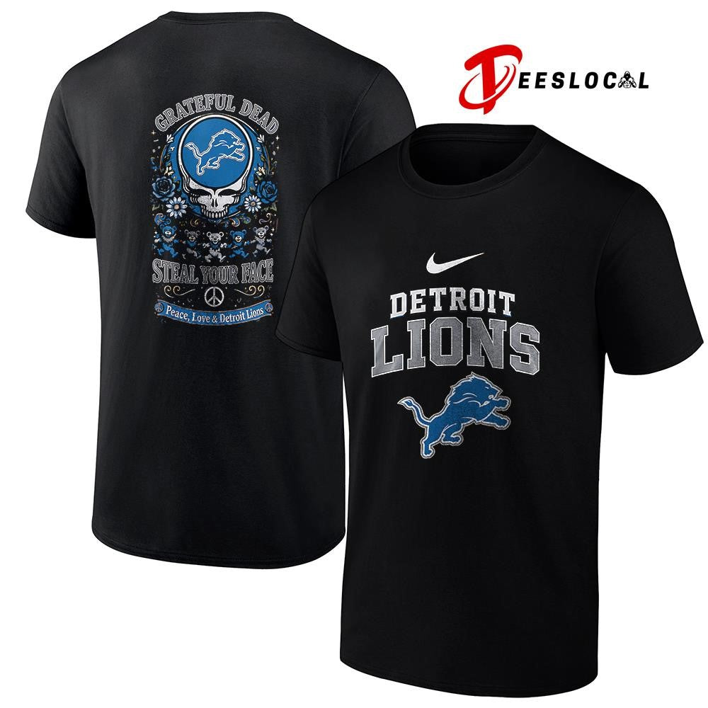 Detroit Lions x Grateful Dead steal your face peace love logo shirt Unisex