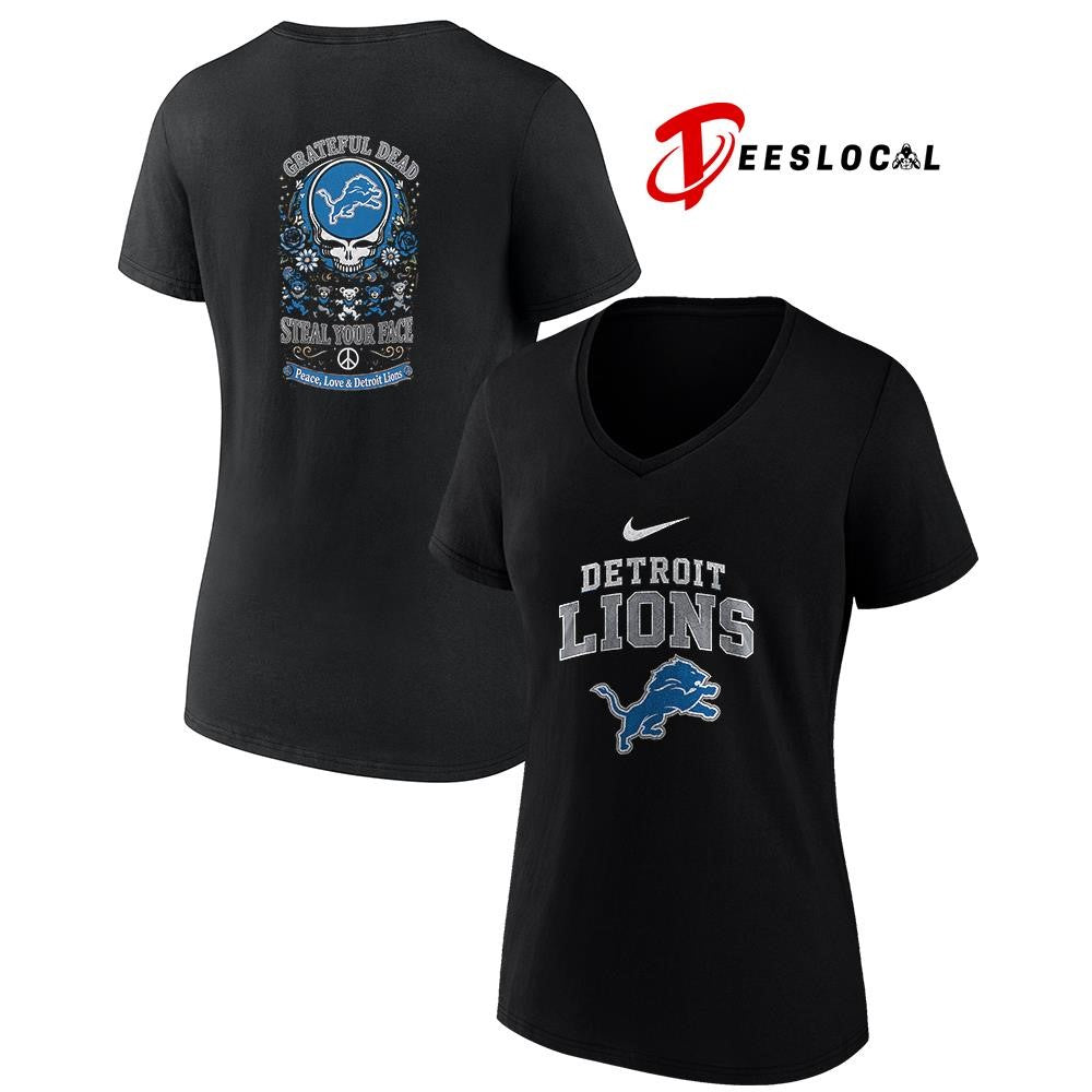 Detroit Lions x Grateful Dead steal your face peace love logo shirt Unisex