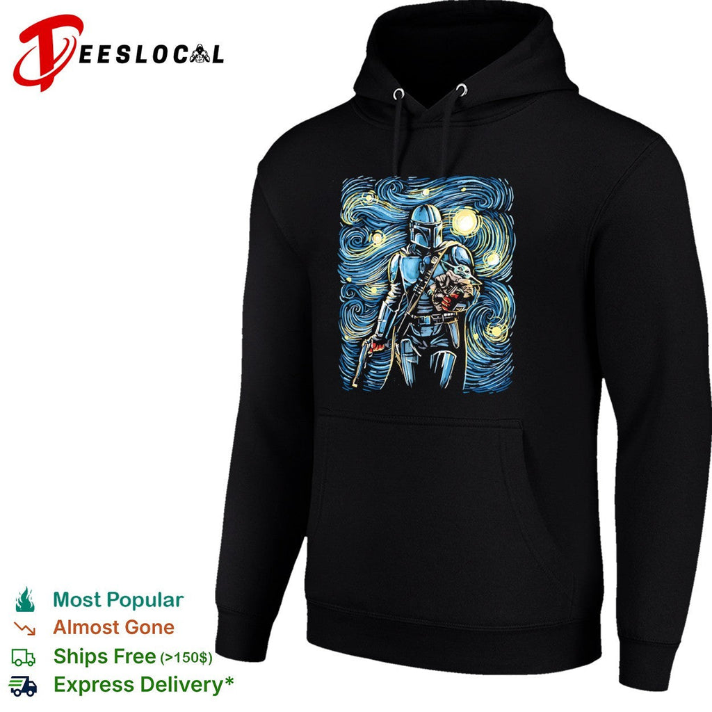 Din Djarin and Din Grogu in the style of Van Gogh’s Starry Night shirt Unisex
