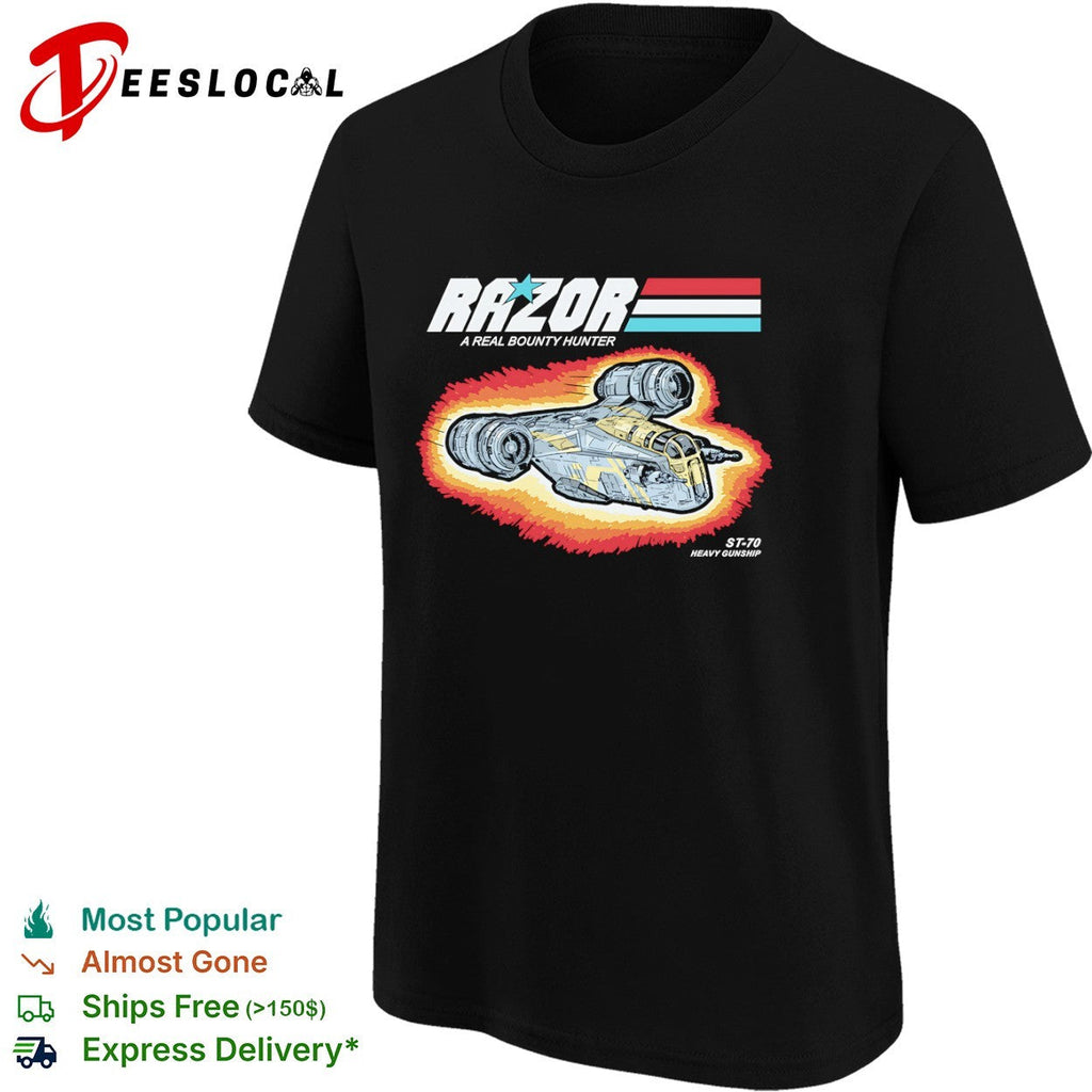 Din Djarin’s Razor Crest in the style of GI Joe shirt Unisex