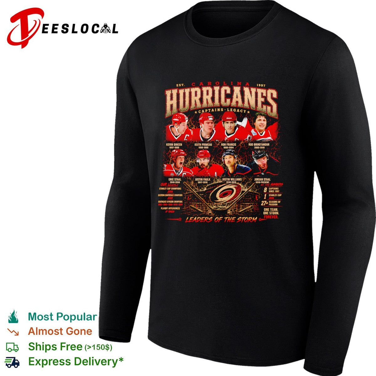 Dineen Primeau Francis Brind Amour Staal Faulk Williams Carolina Hurricanes Captains shirt