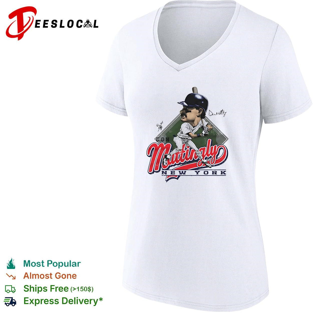 Don Mattingly New York Yankees script caricature vintage shirt Unisex