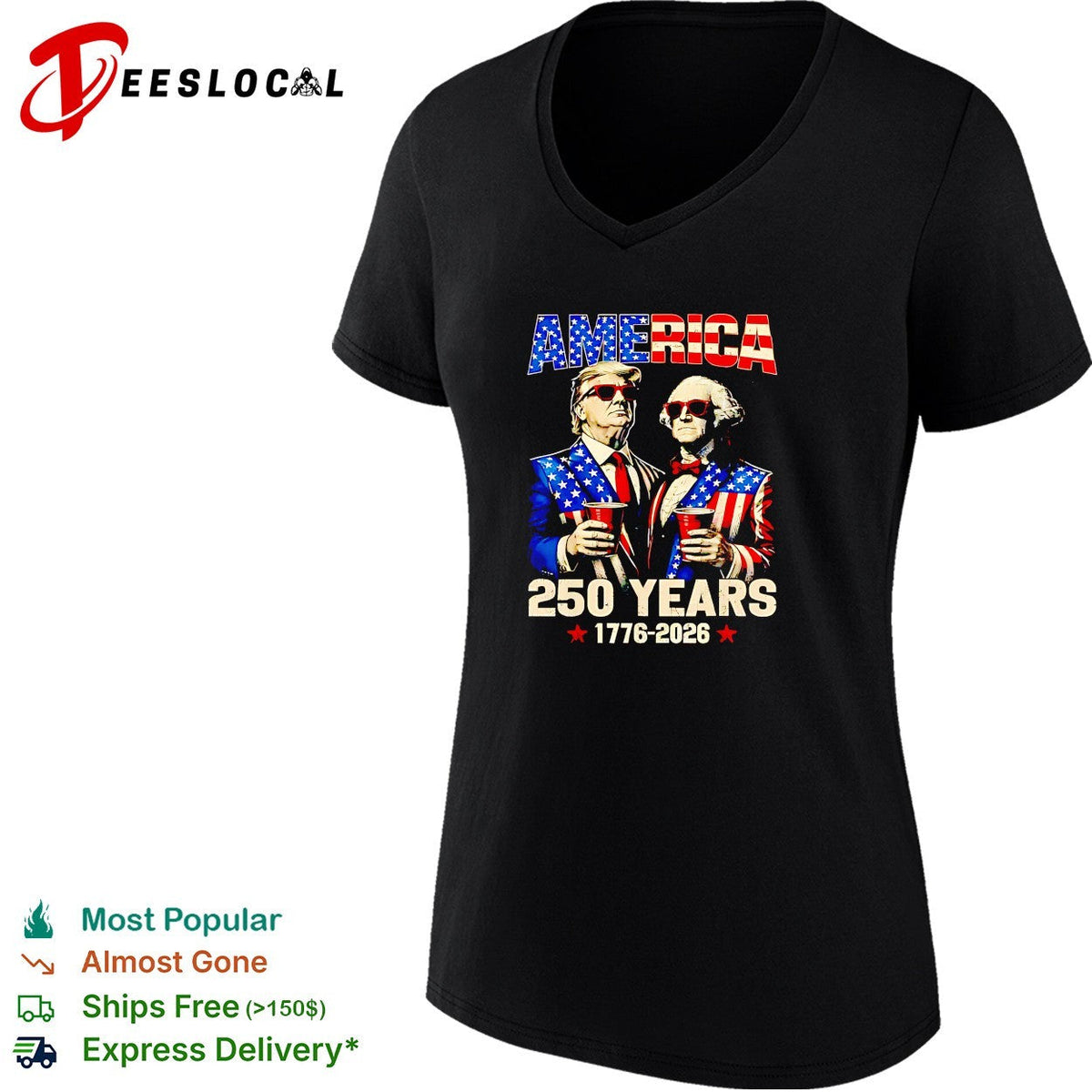 Donald Trump and George Washington America 250 Years 1776 2026 Patriotic Party shirt Unisex