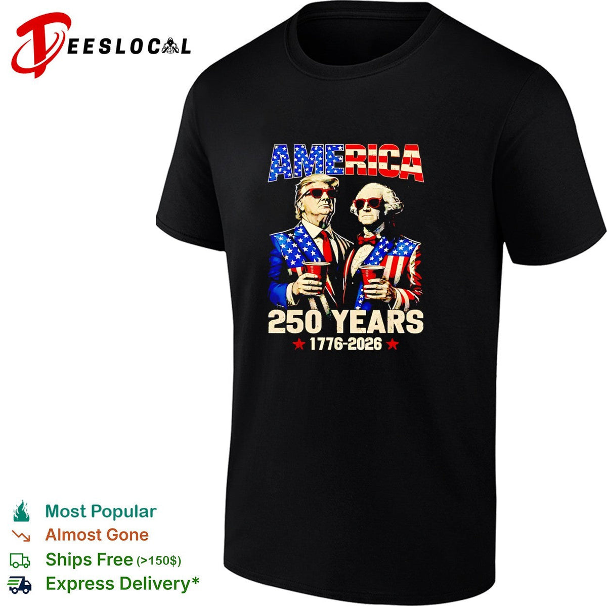 Donald Trump and George Washington America 250 Years 1776 2026 Patriotic Party shirt Unisex