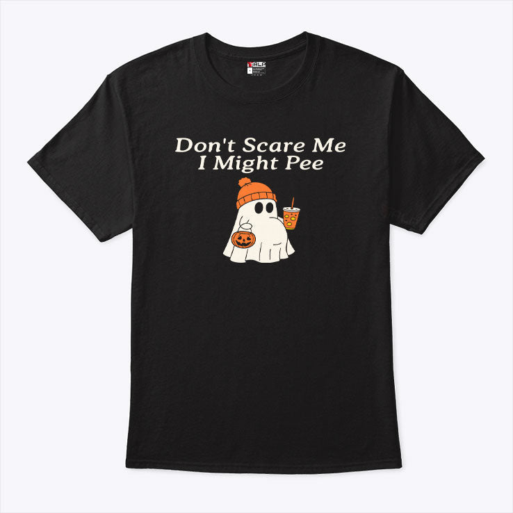 Don’t Scare Me I Might Pee Halloween Pregnant Ghost T Shirt Unisex