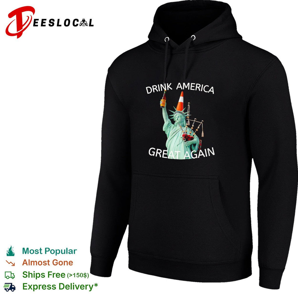 Drink America Great Again Statue of Liberty Traffic Cone and Bagpipes shirt Unisex