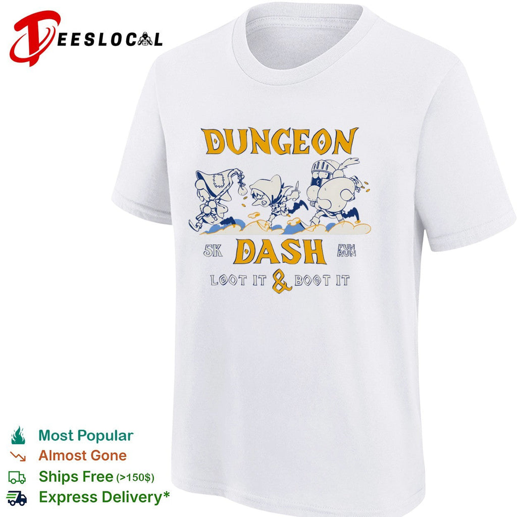Dungeon 5k Dash Loot it and Boot it Fun Run Fantasy Adventure Dungeons Dragons shirt Unisex