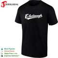 E fuckinough bold curly script baseball style varsity lettering funny graphic shirt Unisex