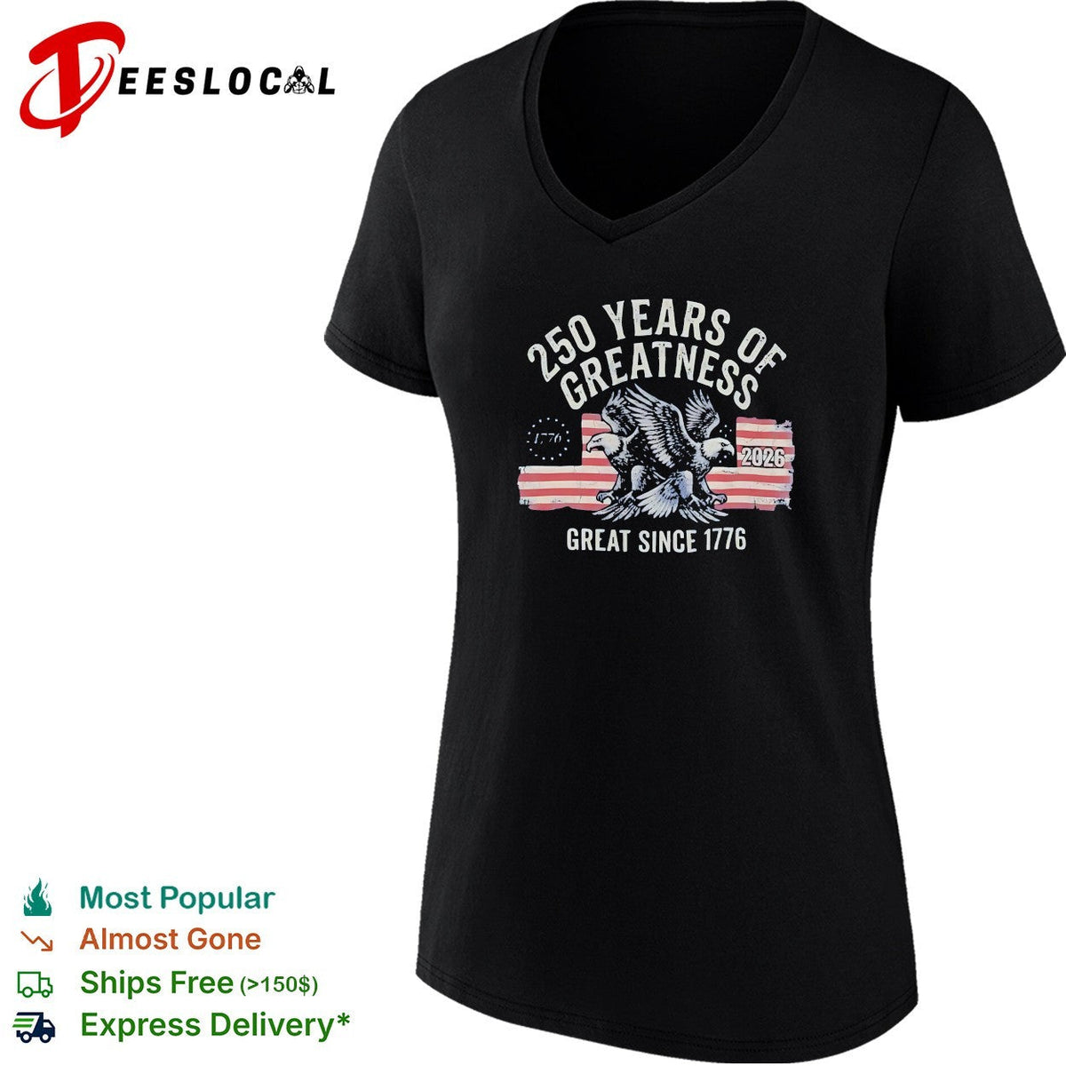 Eagle spreading wings 250 years of greatness 1776 2026 shirt Unisex