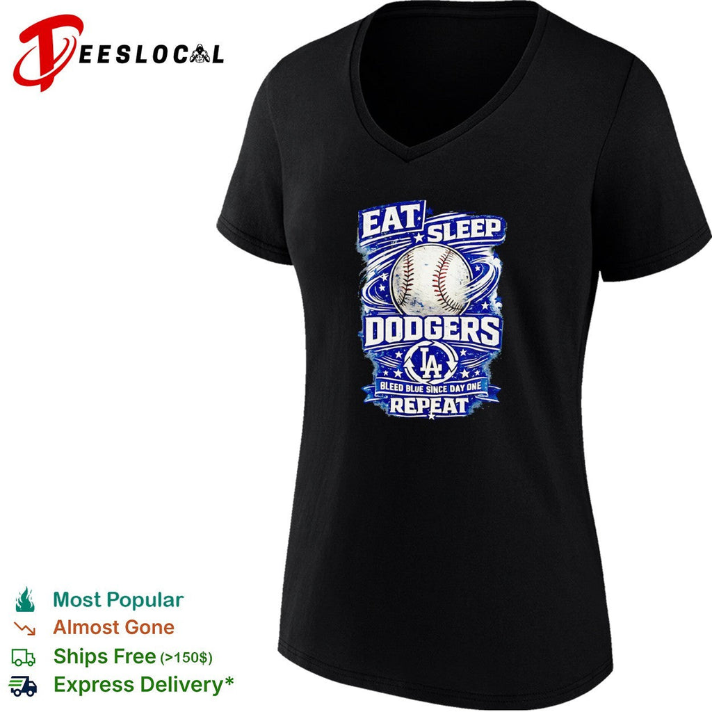 Eat Sleep Dodgers Bleed Blue since Day One Repeat baseball LA team shirt Unisex