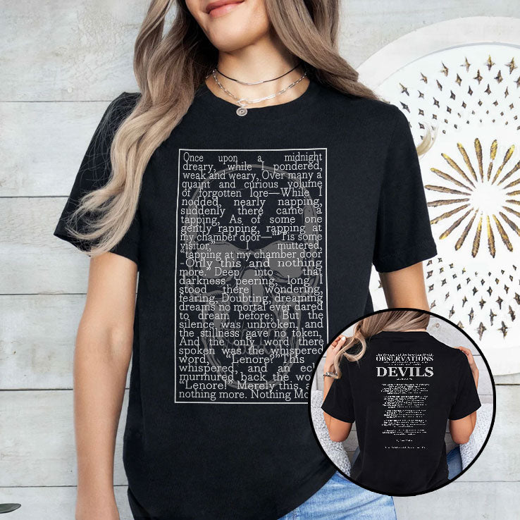 Edgar Allan Poe The Raven Gothic Poem Text T Shirt Unisex