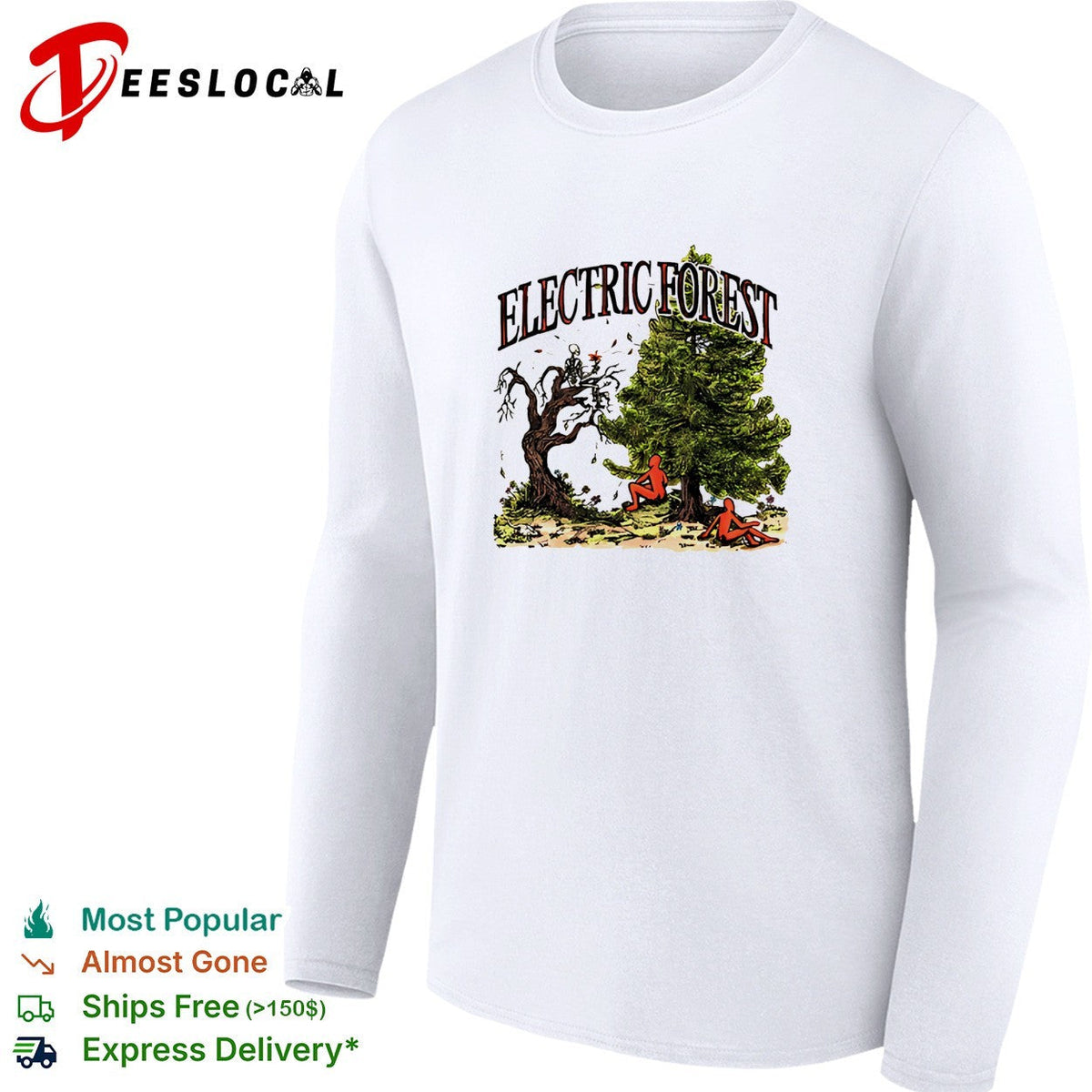 Electric Forest dead tree and pine tree nature shirt Unisex