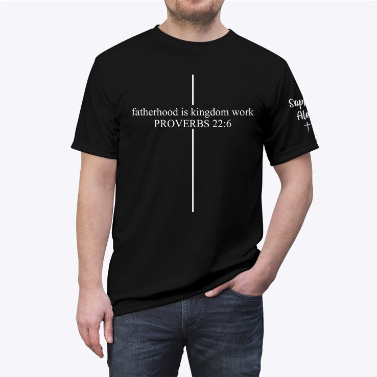 Fatherhood Is Kingdom Work Proverbs 22:6 Custom Dad Shirt With Kid Name Unisex