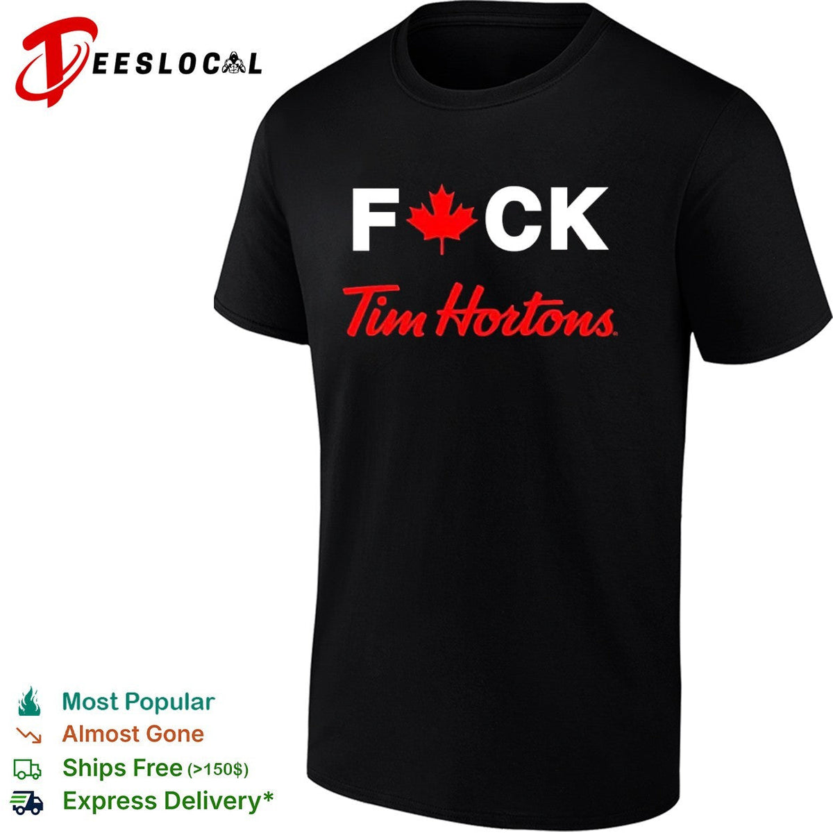 Fck Canadian Maple Leaf Tim Hortons Parody Logo Coffee Culture Minimalist Shirt Unisex
