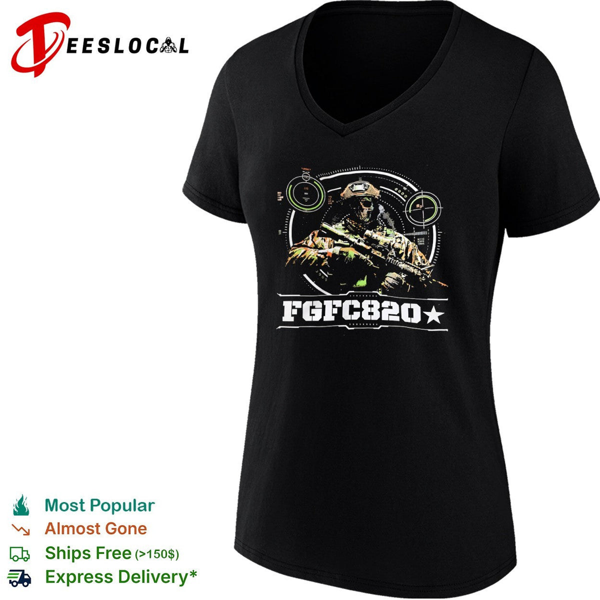 Fgfc820 Military Skull Sniper Target Scope Tactical shirt Unisex