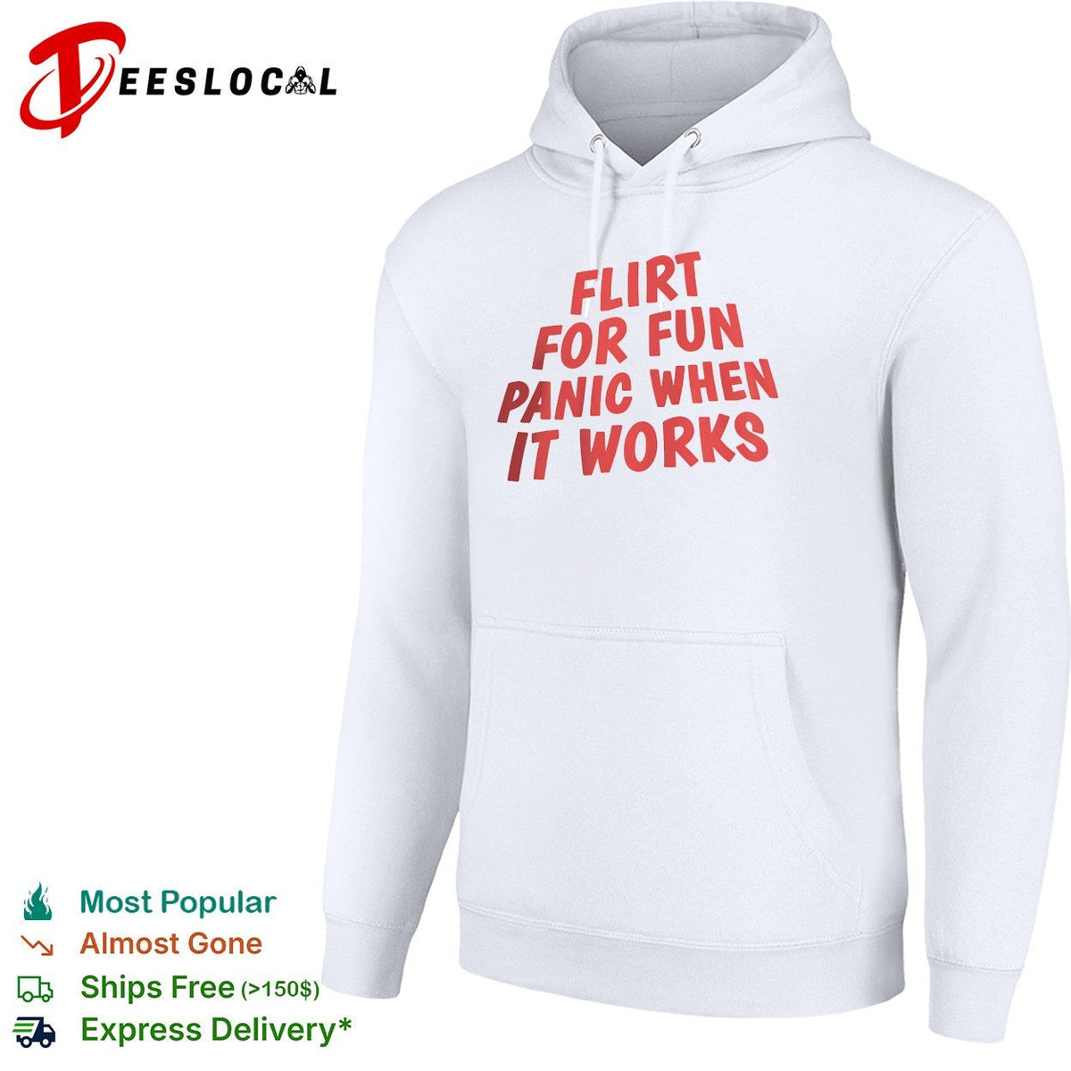 Flirt for fun panic when it works bold typography shirt Unisex