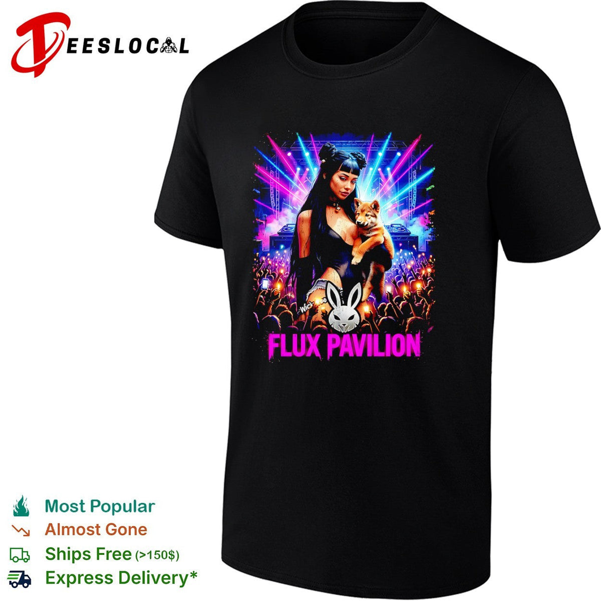 Flux Pavilion Wickzeo Rabbit Logo Rave Music Concert shirt Unisex