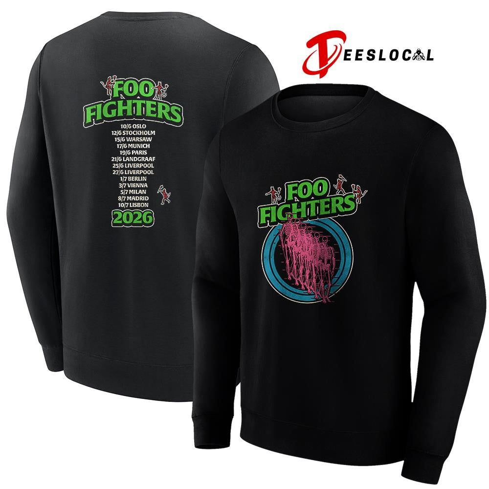 FooFightersTakeCovertourEuropeandUKneonskeletondatesscheduleshirt Unisex