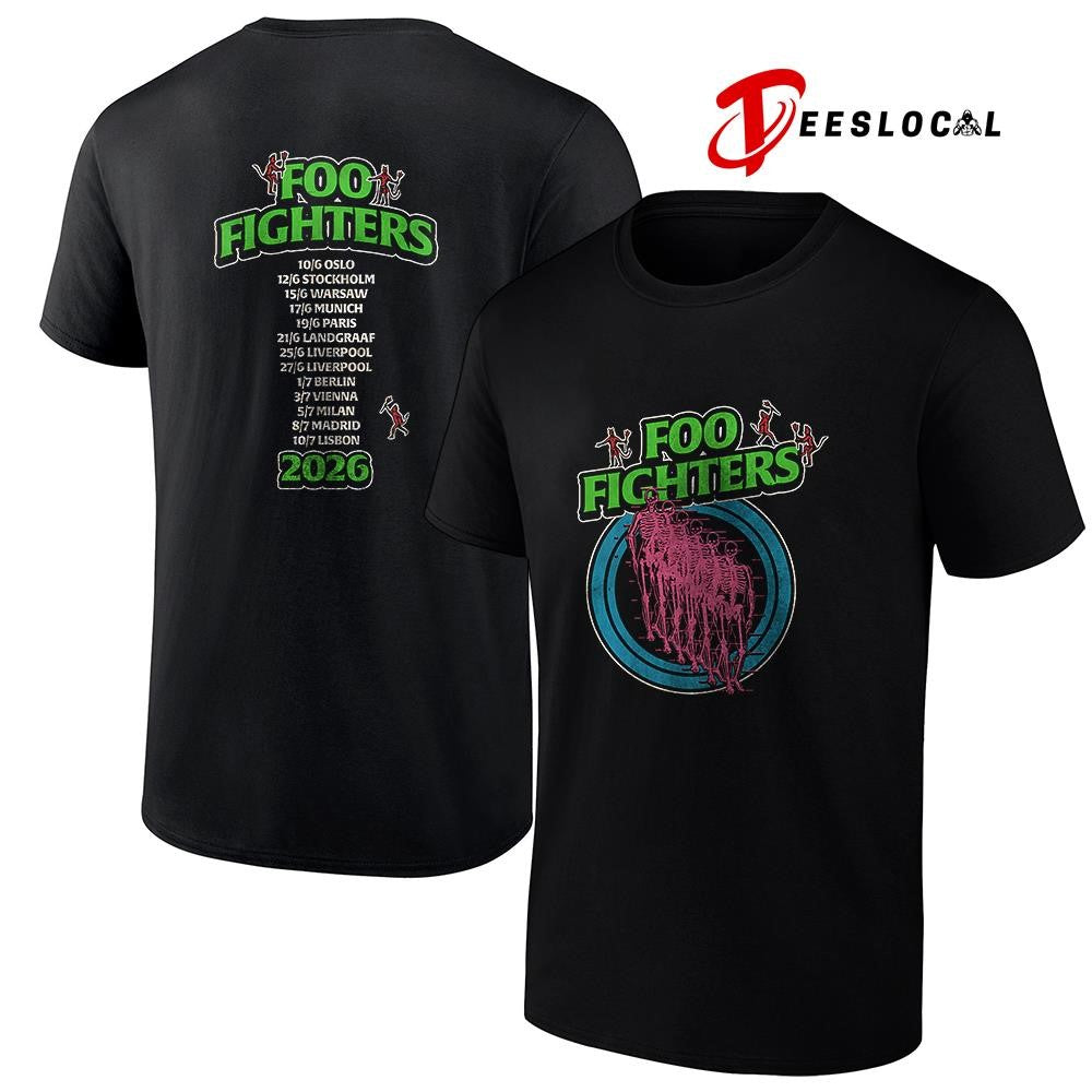 FooFightersTakeCovertourEuropeandUKneonskeletondatesscheduleshirt Unisex