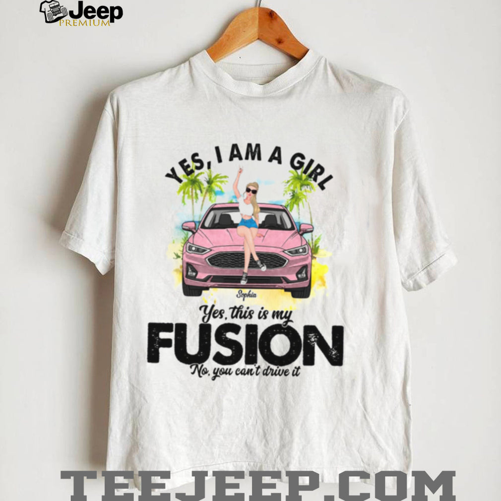 Ford Fusion Car Girl Custom Name Palm Trees Shirt