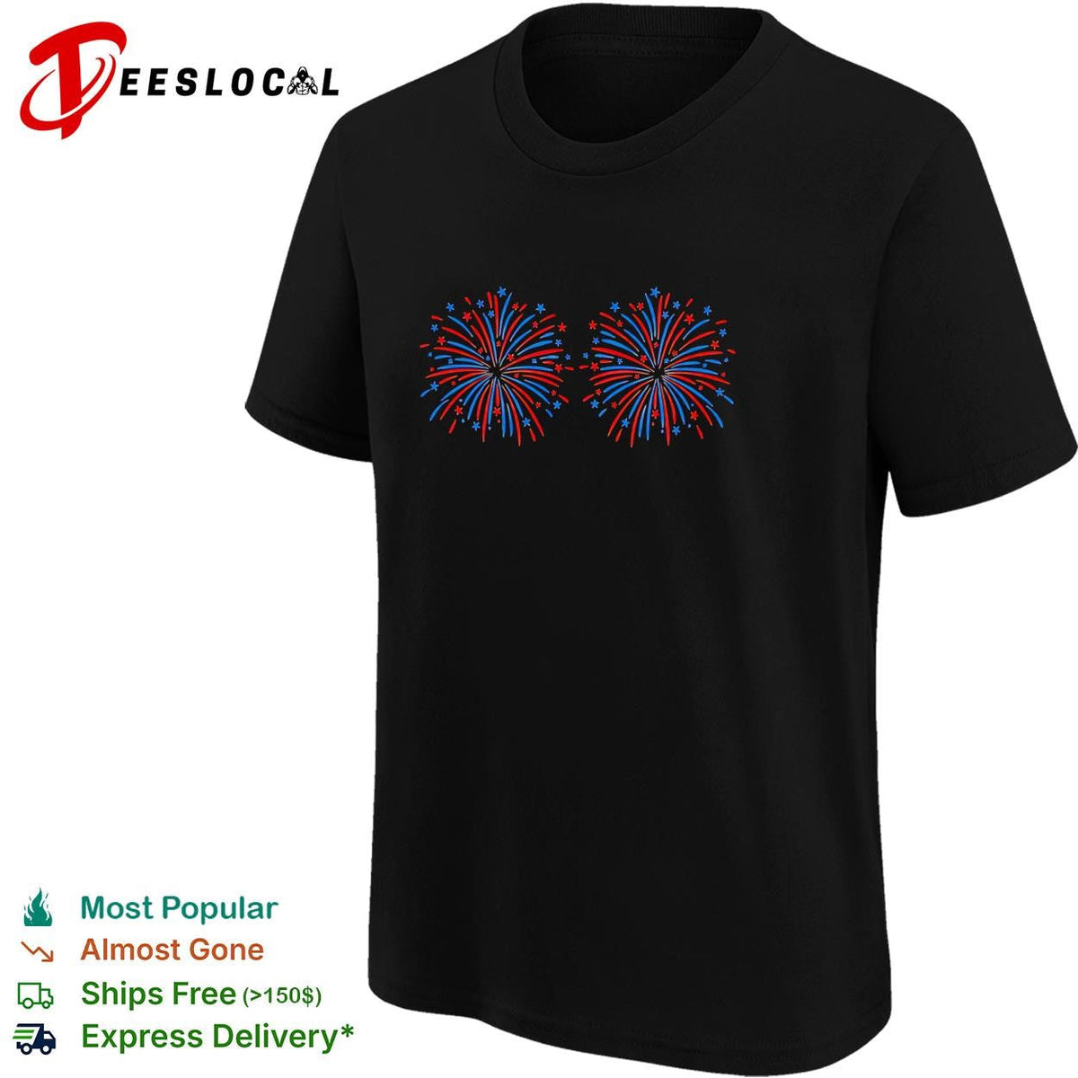 Fourth of July fireworks patriotic red blue stars vintage graphic shirt Unisex