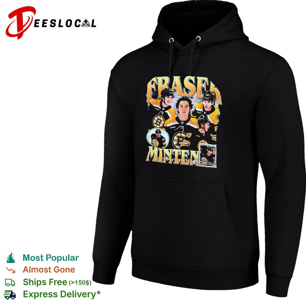 Fraser Minten Boston Bruins NHL Hockey Player shirt Unisex