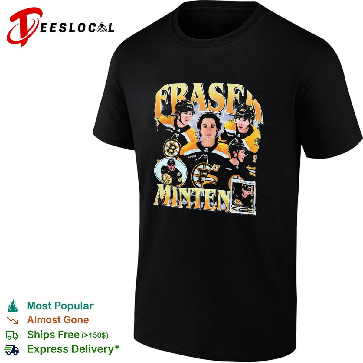 Fraser Minten Boston Bruins NHL Hockey Player shirt Unisex