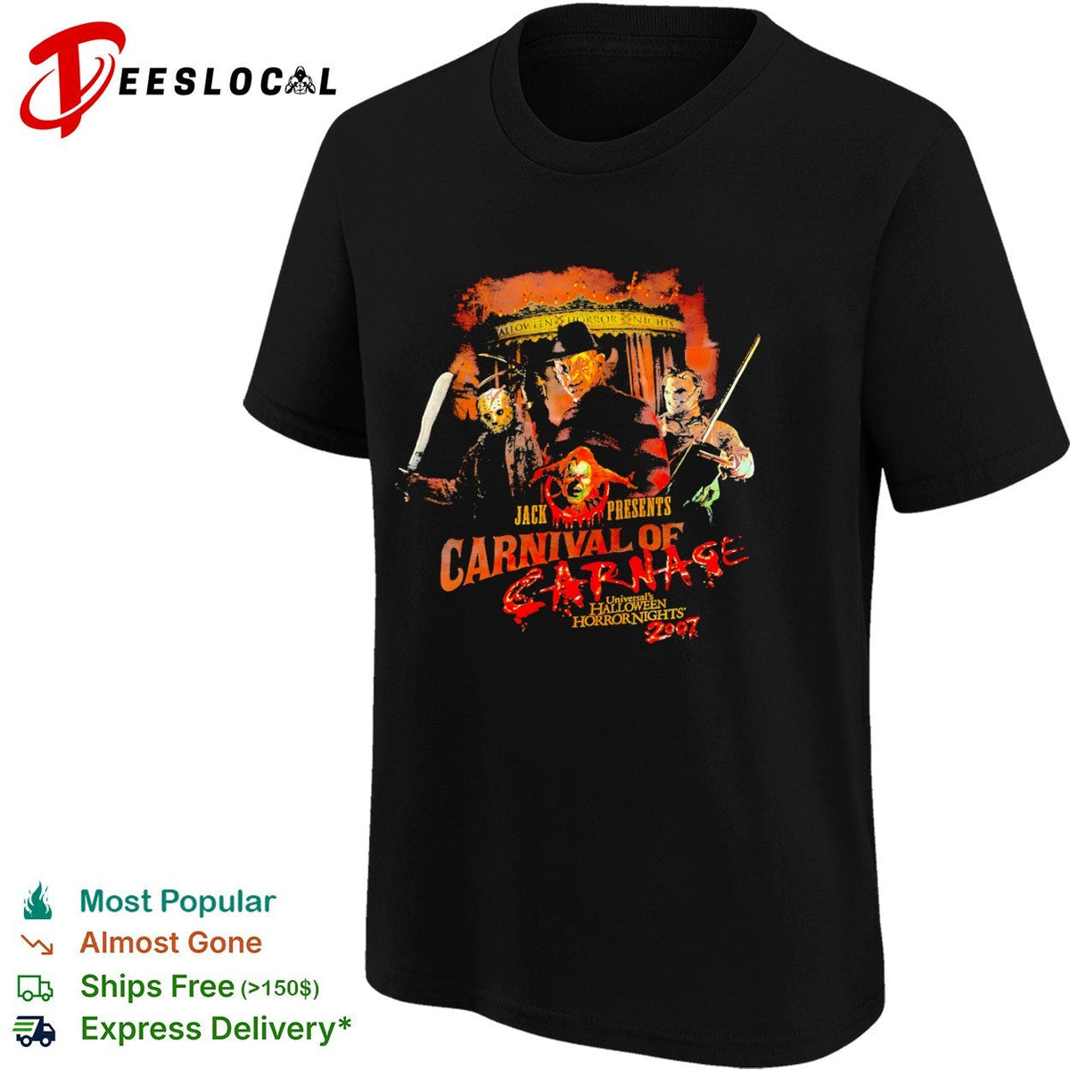Freddy Krueger Jason Voorhees Leatherface Jack Halloween Horror Nights 2007 shirt Unisex