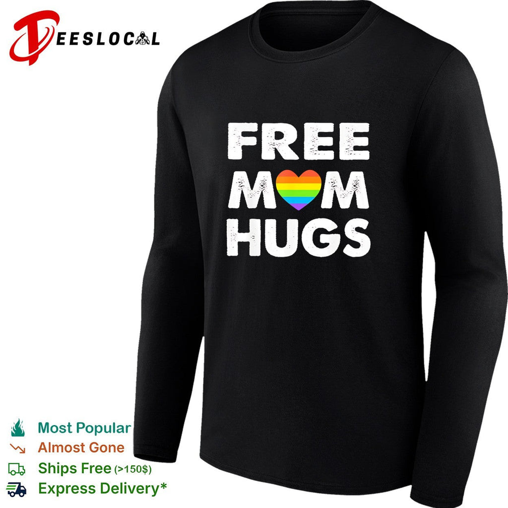 Free Mom Hugs rainbow heart pride movement inclusive love and support shirt Unisex