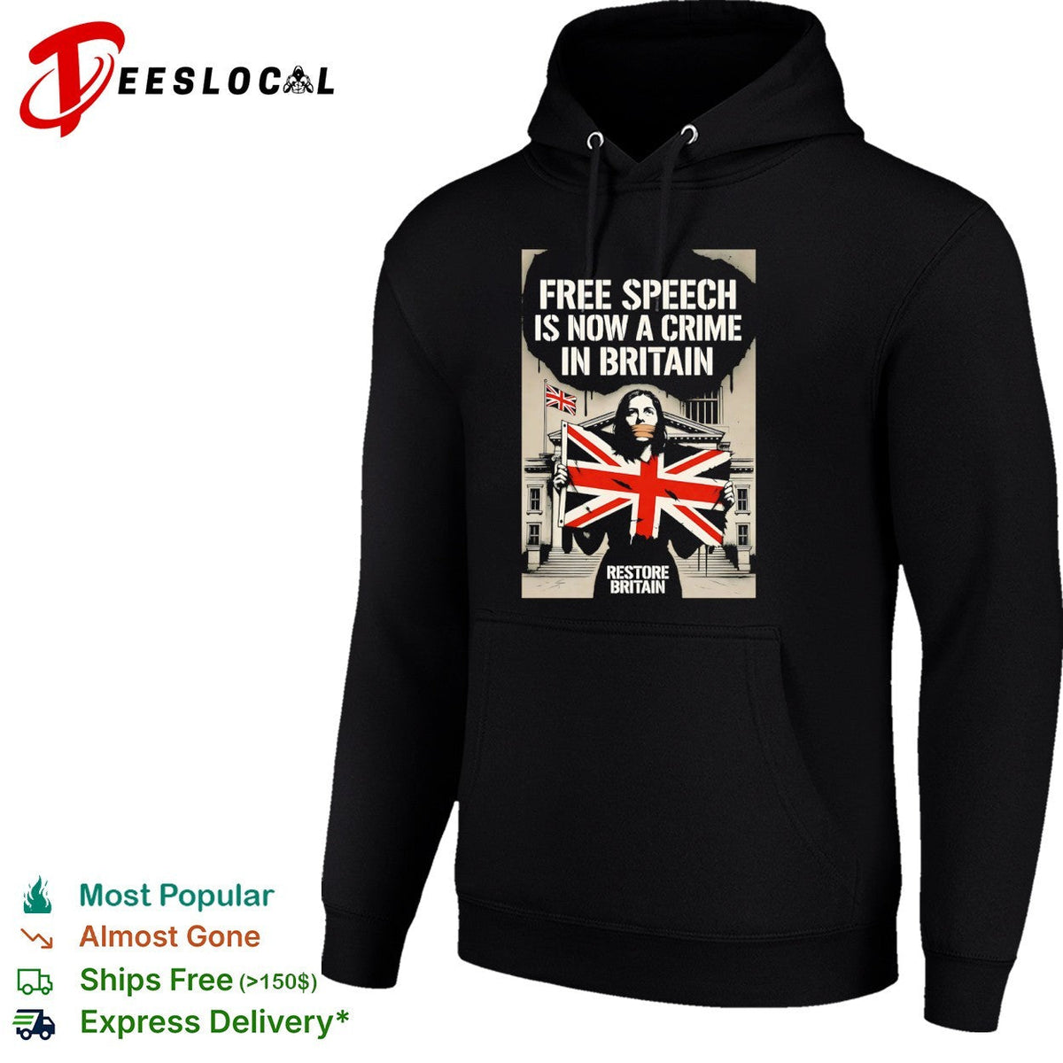 Free Speech is now a Crime in Britain Restore Britain Political Protests shirt Unisex