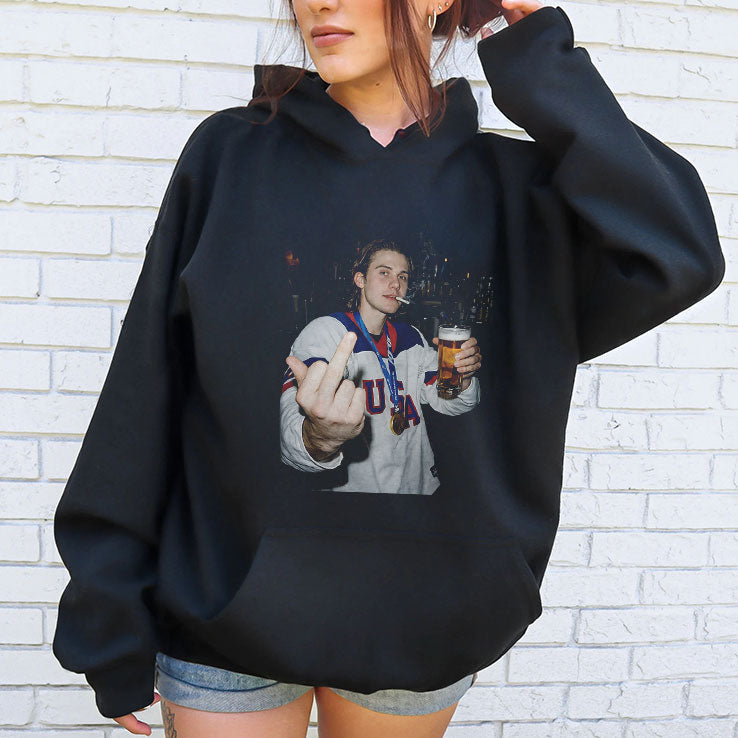 Funny Jack Hughes Middle Finger T Shirt Unisex
